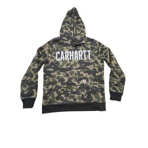 Women’s Carhartt Camo Hooded Sweatshirt M Relaxed Fit Cotton/Polyester Blend